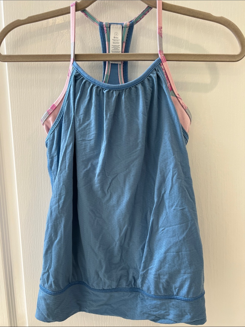 Girls' Blue Racerback Tank Top with Pink Trim (IVIVVA Girl 12)